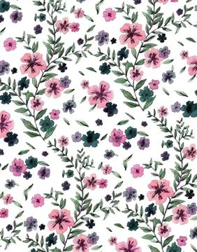 Abstract floral pattern with fabric texture Stock Illustration