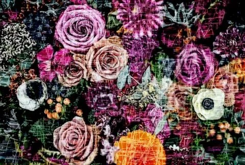 Abstract floral pattern with fabric texture Stock Illustration