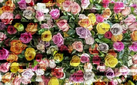 Abstract floral pattern with fabric texture Stock Illustration