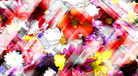 Abstract floral pattern with fabric texture Stock Illustration