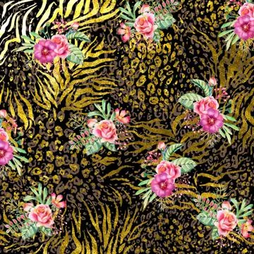 Abstract floral pattern with fabric texture Stock Illustration