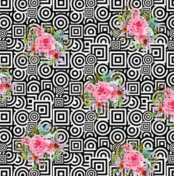 Abstract floral pattern with fabric texture Stock Illustration