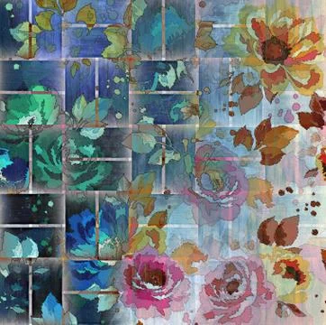 Abstract floral pattern with fabric texture 스톡 일러스트