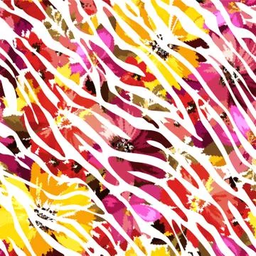 Abstract floral pattern with fabric texture Stock Illustration