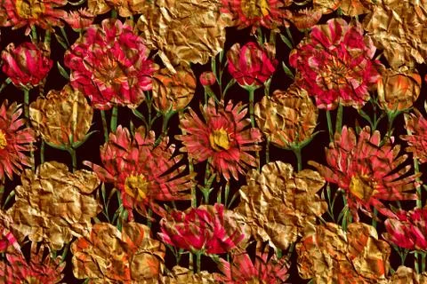 Abstract floral pattern with fabric texture Stock Illustration