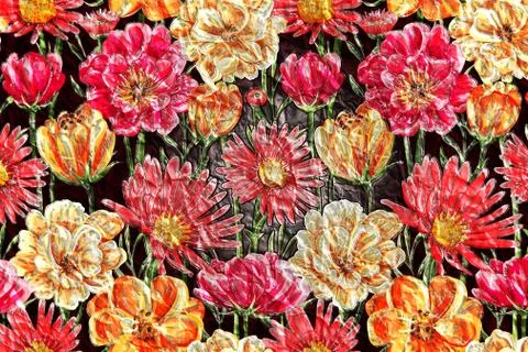 Abstract floral pattern with fabric texture Stock Illustration