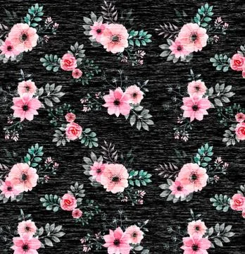 Abstract floral pattern with fabric texture Stock Illustration