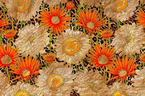Abstract floral pattern with fabric texture Stock Illustration