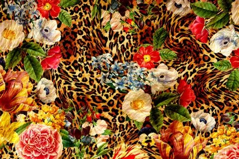 Abstract floral pattern with fabric texture Stock Illustration