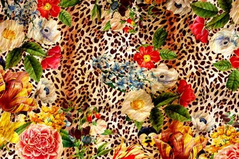 Abstract floral pattern with fabric texture Stock Illustration