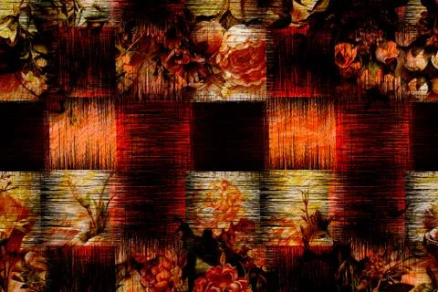 Abstract floral pattern with fabric texture 스톡 일러스트