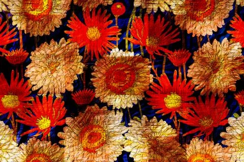 Abstract floral pattern with fabric texture Stock Illustration