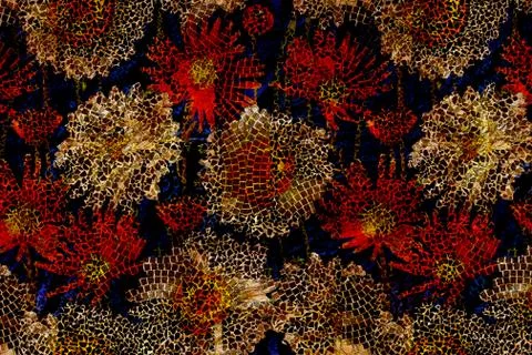Abstract floral pattern with fabric texture Stock Illustration