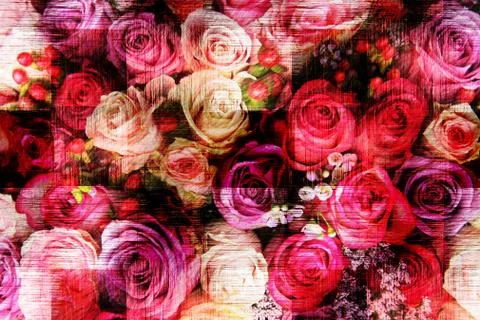 Abstract floral pattern with fabric texture Stock Illustration