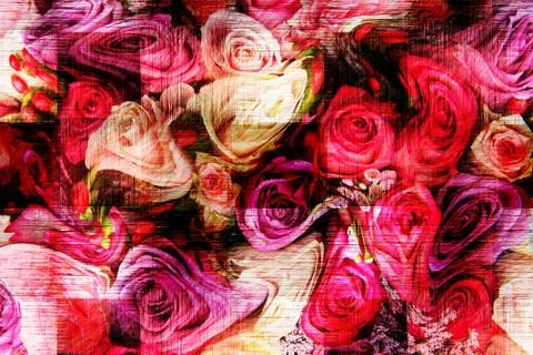 Abstract floral pattern with fabric texture Stock Illustration