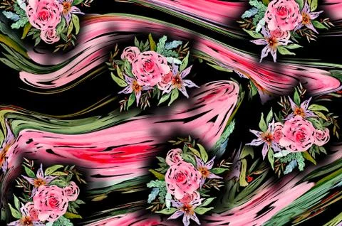 Abstract floral pattern with fabric texture Stock Illustration