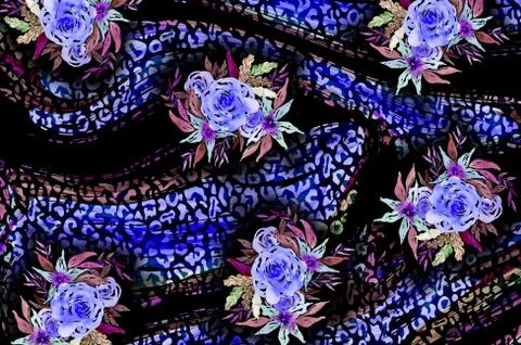 Abstract floral pattern with fabric texture 스톡 일러스트
