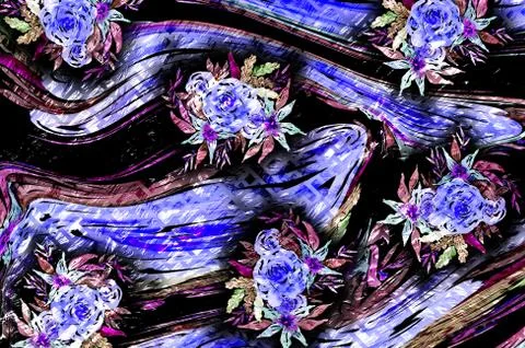 Abstract floral pattern with fabric texture Stock Illustration