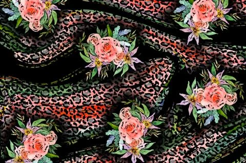 Abstract floral pattern with fabric texture Stock Illustration