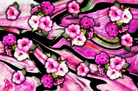 Abstract floral pattern with fabric texture Stock Illustration