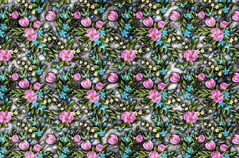 Abstract floral pattern with fabric texture Stock Illustration