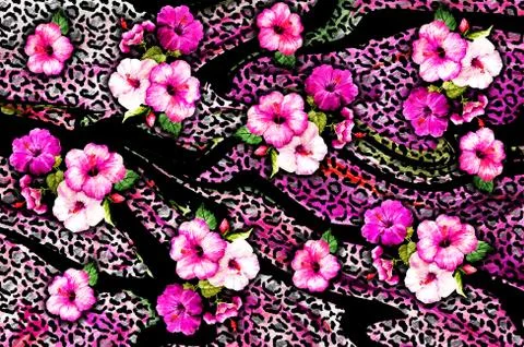 Abstract floral pattern with fabric texture Stock Illustration