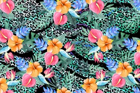 Abstract floral pattern with fabric texture Stock Illustration