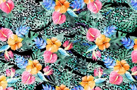 Abstract floral pattern with fabric texture Stock Illustration