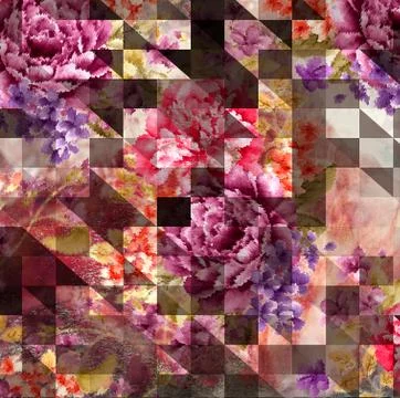 Abstract floral pattern with fabric texture Stock Illustration