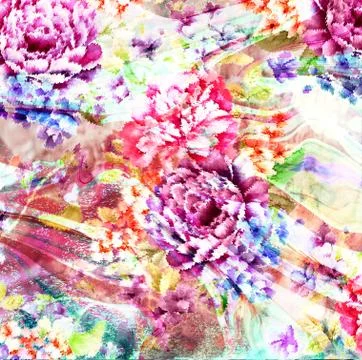 Abstract floral pattern with fabric texture 스톡 일러스트