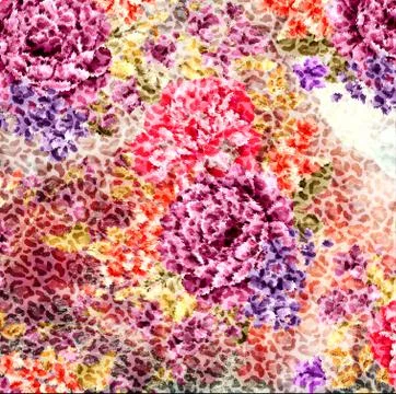 Abstract floral pattern with fabric texture Stock Illustration
