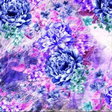 Abstract floral pattern with fabric texture Stock Illustration