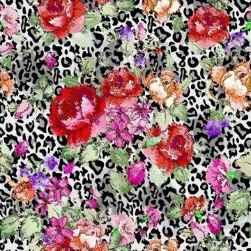 Abstract floral pattern with fabric texture Stock Illustration