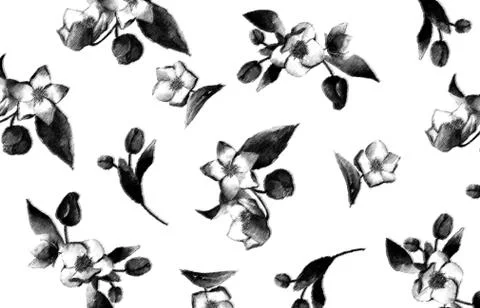 Abstract floral pattern with fabric texture Stock Illustration
