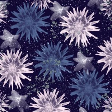 Abstract floral pattern with flowers and butterflies Illustrazione stock