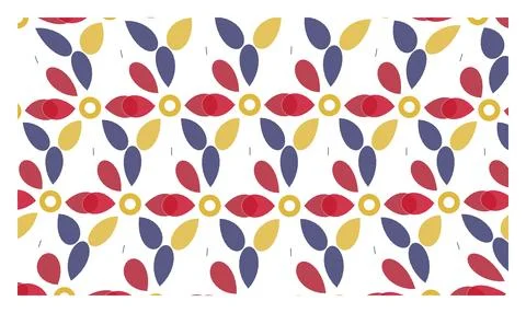 Abstract floral pattern with geometric petals and circles on white backgrou.. 스톡 일러스트