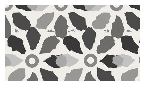 Abstract floral pattern with geometric shapes in grey tones on light backgr.. Illustrazione stock