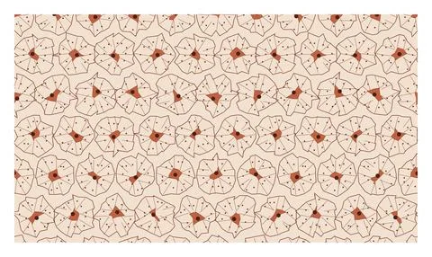 Abstract floral pattern with geometric shapes and dotted lines on light bei.. Stock Illustration