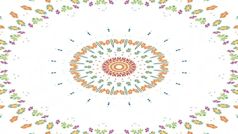 Abstract floral pattern kaleidoscope effect animation moving in circular mo.. Stock Footage 345613138