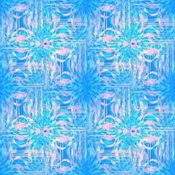 Abstract floral pattern light blue turquoise pink violet Stock Illustration