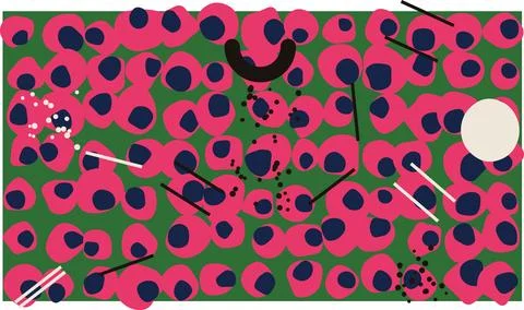 Abstract floral pattern with pink and green dots Stock Illustration