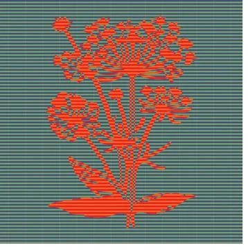 Abstract floral pattern red flowers blue stripes Illustrazione stock
