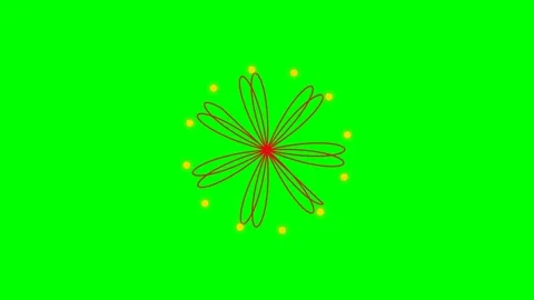 Abstract floral pattern with red petals and yellow dots on green background Stock Footage 340267019