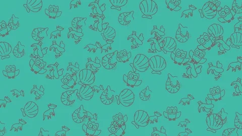 Abstract Floral Pattern on Teal Background - Seamless Design. Stock Footage 322987315