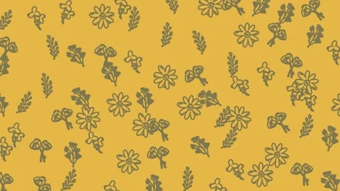Abstract Floral Pattern on Yellow Background. Stock Footage 319217754