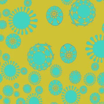Abstract floral pattern yellow turquoise Stock Illustration