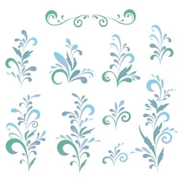 Abstract floral patterns, silhouettes Stock Illustration