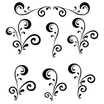 Abstract floral patterns, silhouettes Stock Illustration