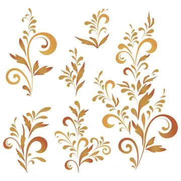Abstract floral patterns, silhouettes Stock Illustration