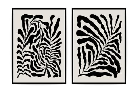 Abstract floral posters set. 70s 80s groovy flower frames with nature elements Illustrazione stock
